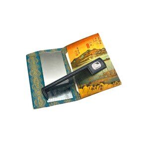 Vintage Zemliya Rice Paper Japan Pocket Mirror Comb Compact Collectible Souvenir